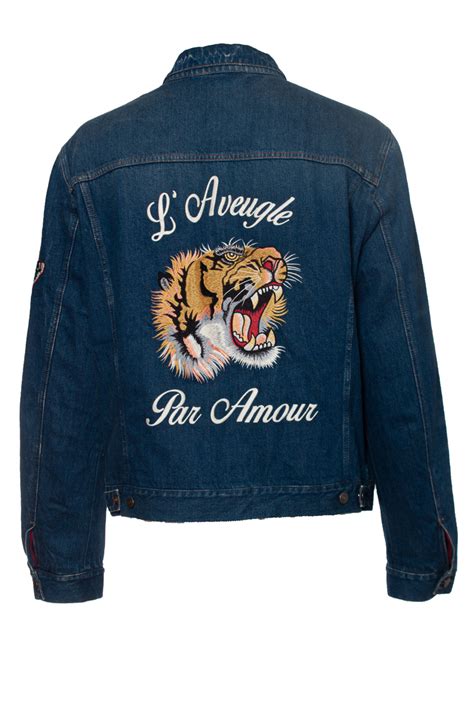 l'aveugle par amour gucci jacket|Gucci L'Aveugle Par Amour Denim Jacket .